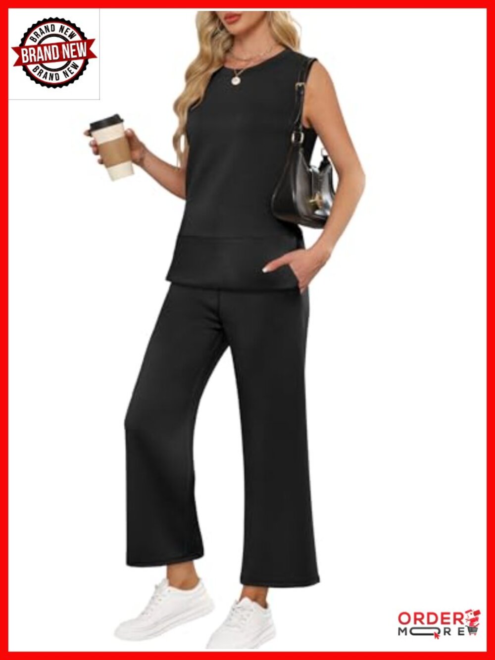 2 Piece Tank Top and Wide Leg Pants Set Sleeveless Lounge Travel Outfit